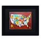 Trademark Fine Art License Plate Map USA by Design Turnpike 11 x 14 Black Matted Black Frame (