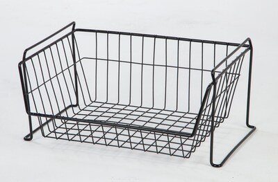 IRIS USA, Inc. Large Stacking Basket, Black (261012)