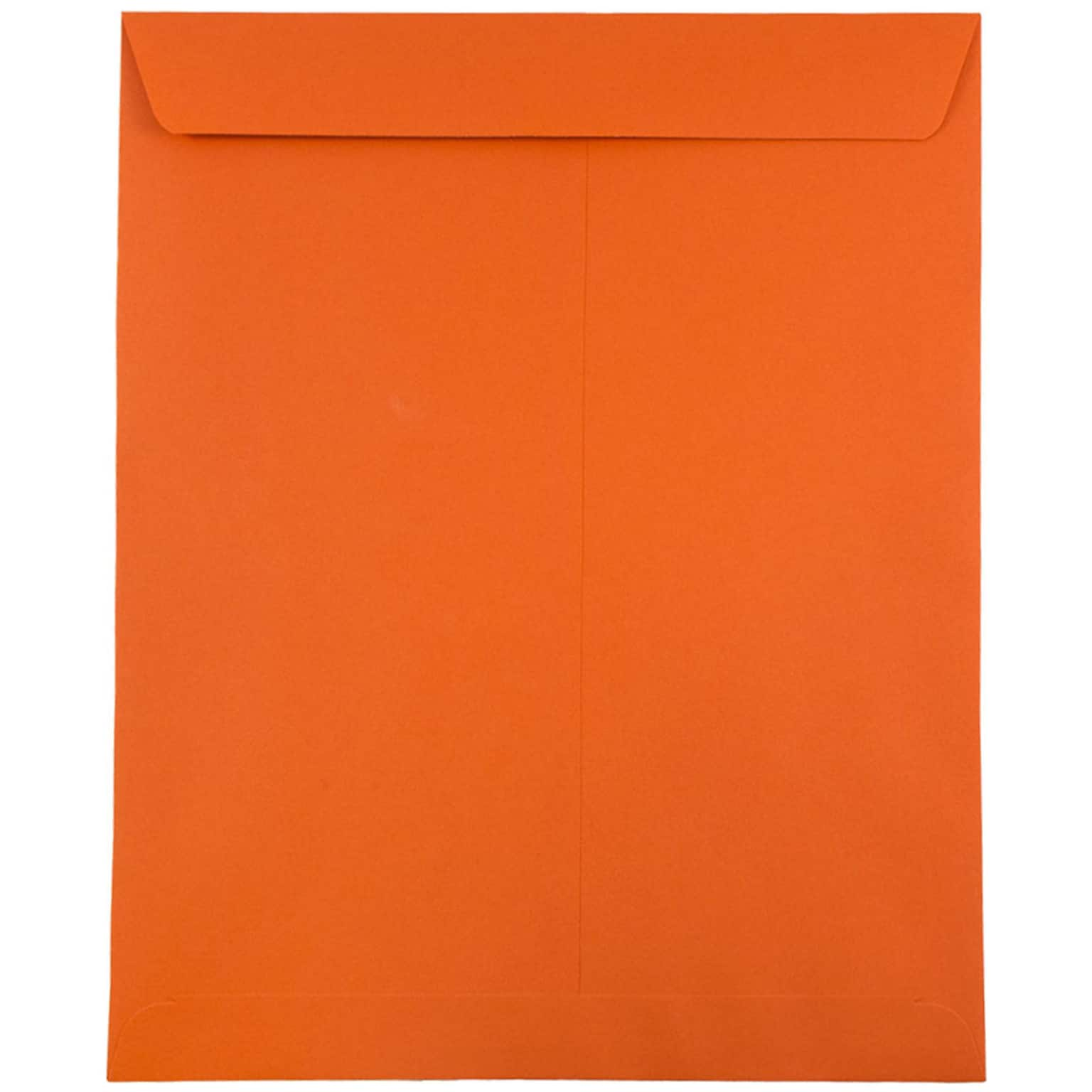 JAM Paper 10 x 13 Open End Catalog Colored Envelopes, Orange Recycled, 100/Pack (87766)