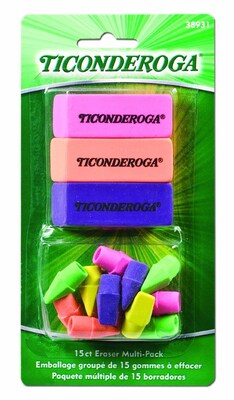 Dixon Ticonderoga Assorted Eraser, Assorted Colors, Bulk (X38931)