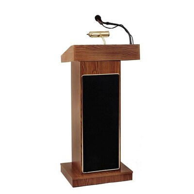 Oklahoma Sound® Corp Sound Podium, Orator Sound Podium, Medium Oak, 46Hx22Wx17D
