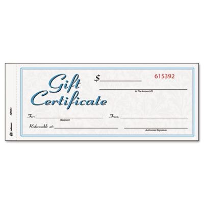 Adams® Gift Certificates, Two Color Design, 25/Pack (GFTC1)