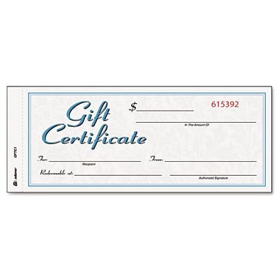 Adams® Gift Certificates, Two Color Design, 25/Pack (GFTC1)
