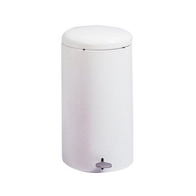 Safco Step-On Receptacle Steel Step Trash Can, White, 7 gal. (9683WH)