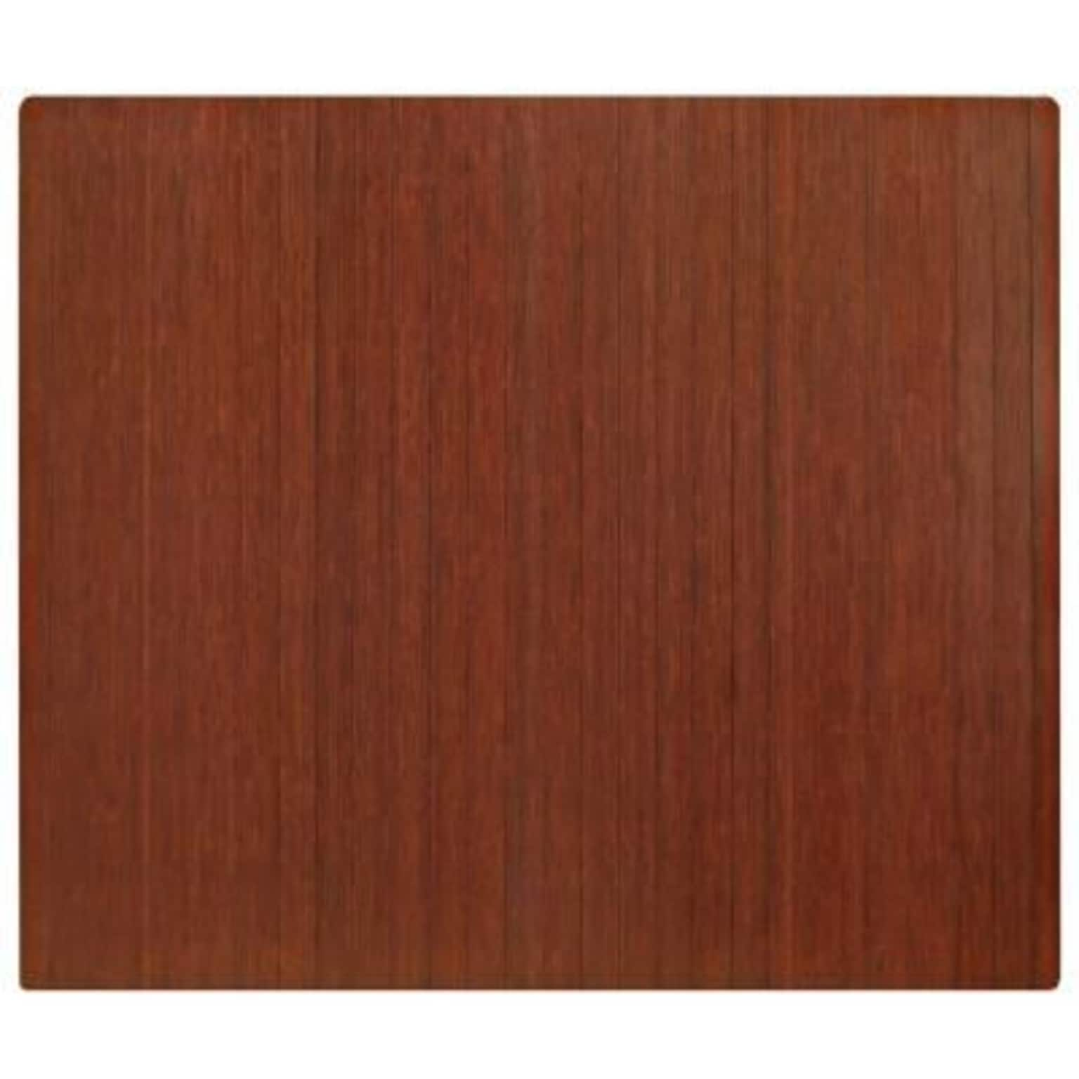 Anji Mountain Roll-Up Bamboo Chair Mat, Rectangular, 60 x 48, Dark Cherry