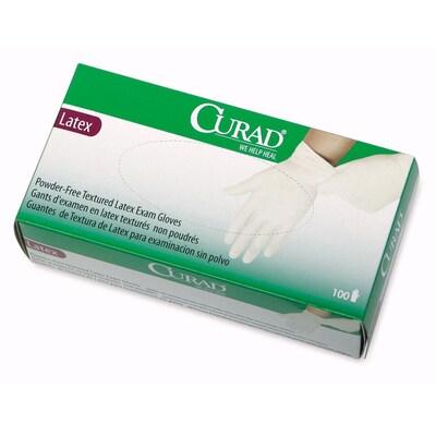 Curad Textured Powder Free Beige Latex Gloves, XL, 1000/Box (CUR8107)