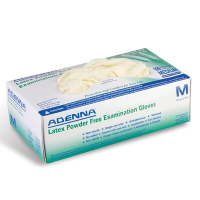 Adenna Gold Powder Free Cream Latex Gloves, Medium, 100/Box (AGLD108265)
