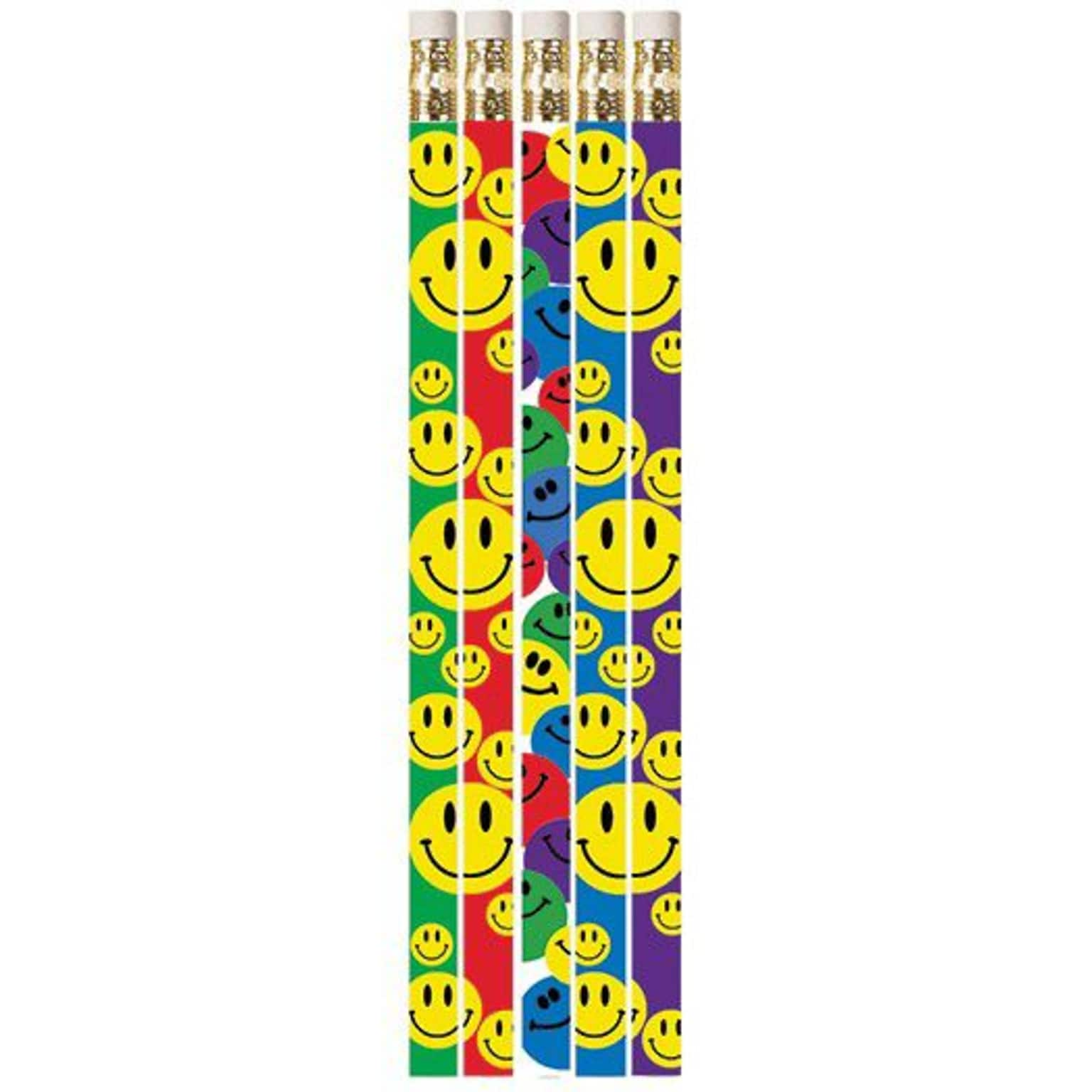 Musgrave Happy Face Assorted Motivational Pencils, Pack of 12 (MUS1467D)