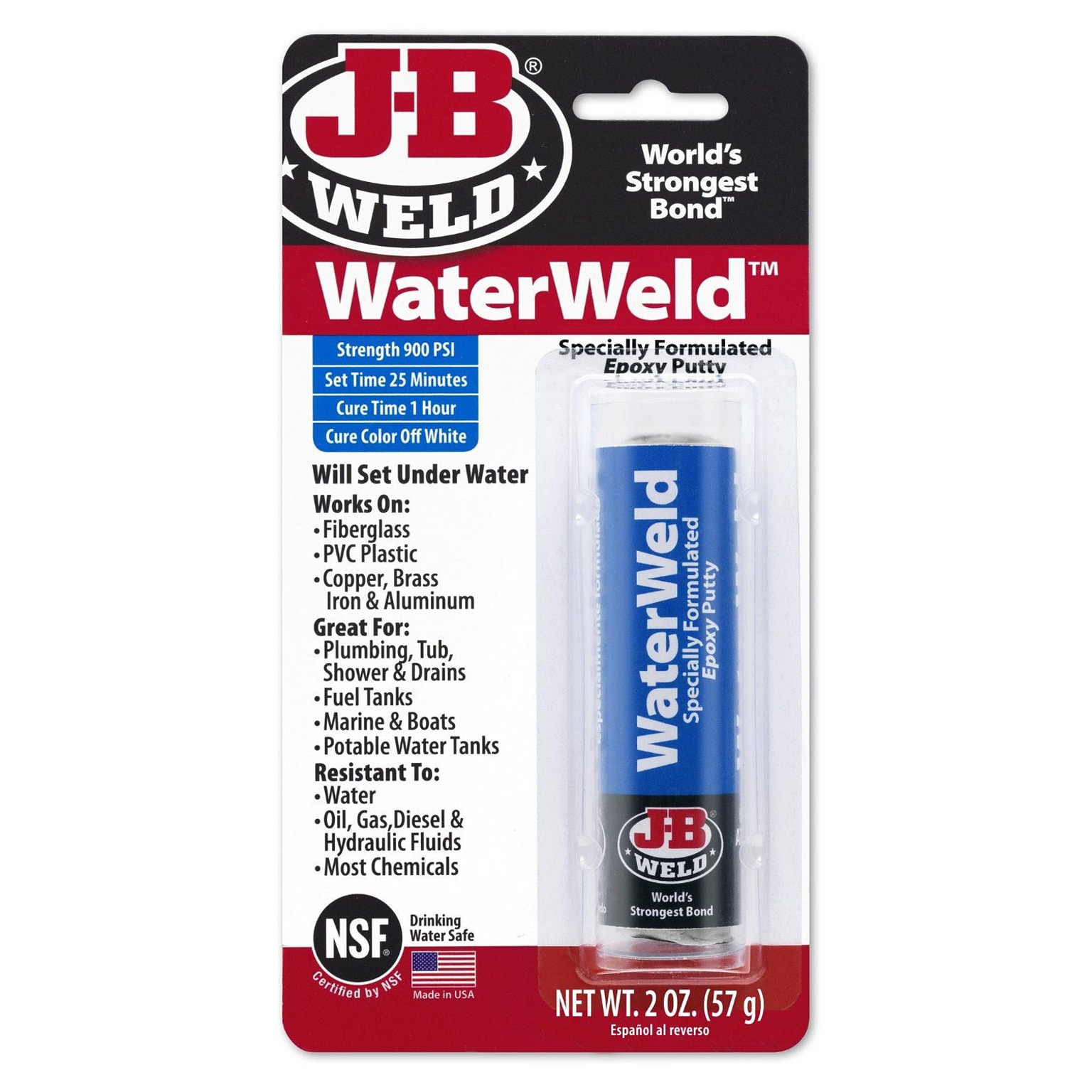 J-B Weld Adhesive Putty, 2 oz., White (803-8277)
