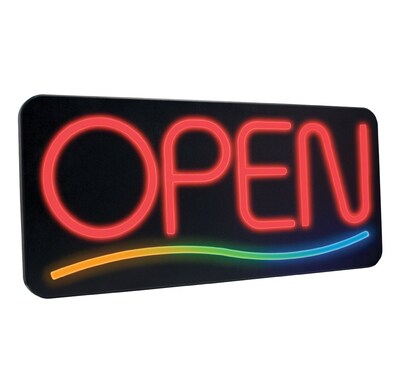 Newon® LED Horizontal Open Sign with Blue Wave, 10 1/2 x 22 3/4 x 1 3/4, 1 each