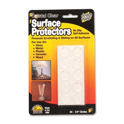 Scratch Guard Self-Adhesive Clear Surface Protectors, 3/4 Round, 20/Pack (88600)