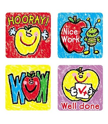 Carson-Dellosa Apples: Kid-Drawn Motivational Stickers