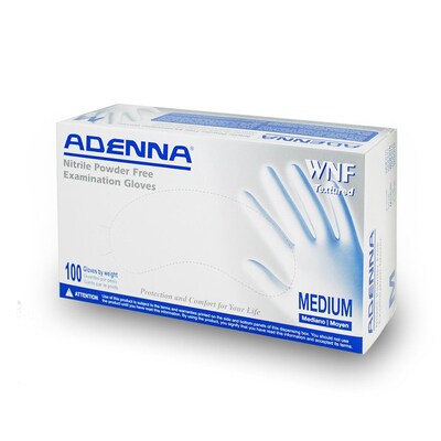Adenna® White Nitrile Powder-Free Exam Gloves, Medium