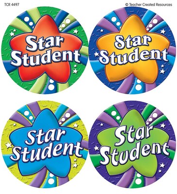Teacher Created Resources Star Student Wear ’Em Badges, Pack of 32 (TCR4497)