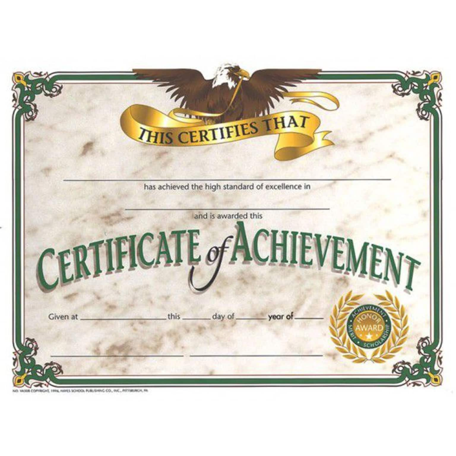 Hayes Certificate of Achievement, 8.5 x 11, Pack of 30 (H-VA508)