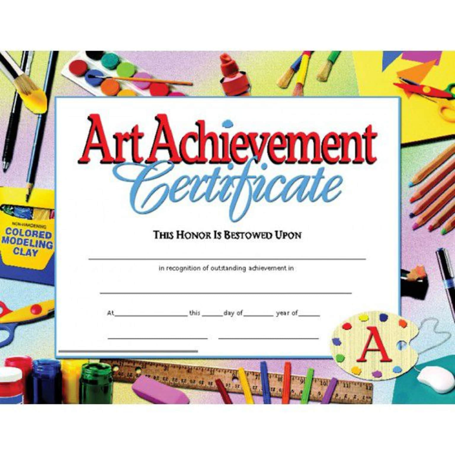 Hayes Art Achievement Certificate, 8.5 x 11, Pack of 30 (H-VA670)