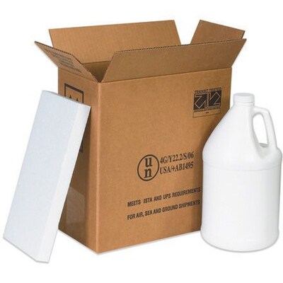 12 x 6 x 12 3/4 - Staples 2 - 1 Gallon Plastic Jug Shipper Kit