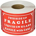 Tape Logic Fragile - Liquid in Glass - HWC Shipping Label, 3 x 5, 500/Roll