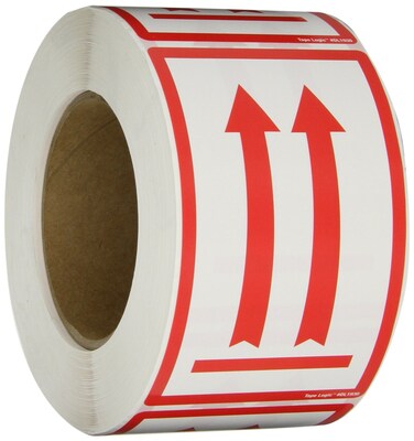 Tape Logic (Two Red Arrows Over Red Bar) Shipping Label, 3 x 5, 500/Roll