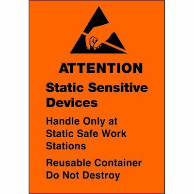 Tape Logic® Labels, Static Sensitive Devices, 1 3/4 x 2 1/2, Black/Orange, 500/Roll