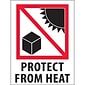 Tape Logic® Labels, "Protect from Heat", 3" x 4", Red/White/Black, 500/Roll