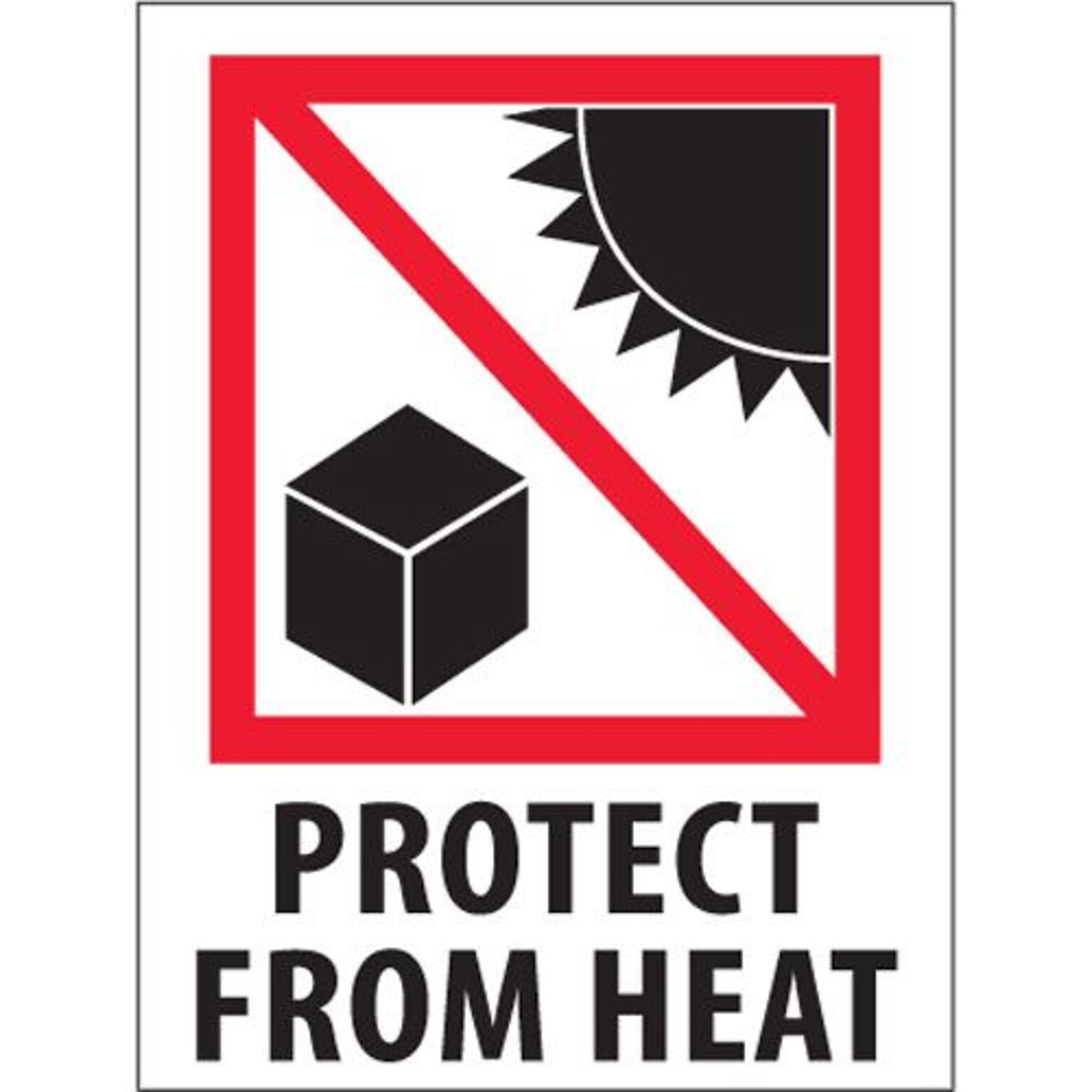 Tape Logic® Labels, Protect from Heat, 3 x 4, Red/White/Black, 500/Roll