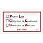 Quill Brand Packing List Envelope, 5.5" x 10", Red Full Face,Packing List/Cert of Compliance/Cert. of Analysis Enclosed"  (PL97)