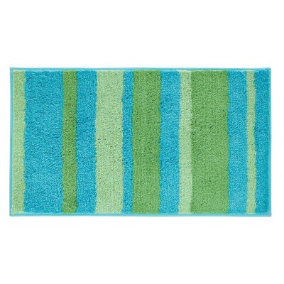 InterDesign® Stripz 34 x 21 Microfiber Polyester Bath Rug, Blue/Green