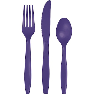 Creative Converting Heavy-Weight Plastic Purple Assorted Cutlery, 24/Pack (010426)