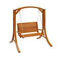 CorLiving™ Wood Canyon Solid Pine Stained Patio Swing, Cinnamon Brown