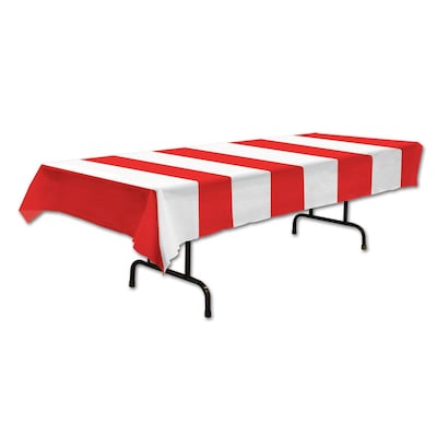 Beistle Stripes Tablecover, Red/White, 3/Pack (57937)