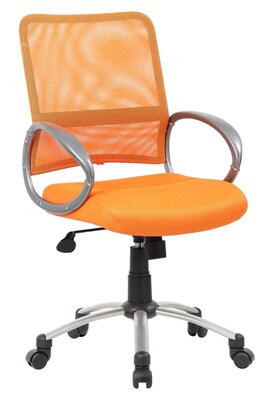 Boss Mesh Back W/ Pewter Finish Task Chair, Orange (B6416-OR)