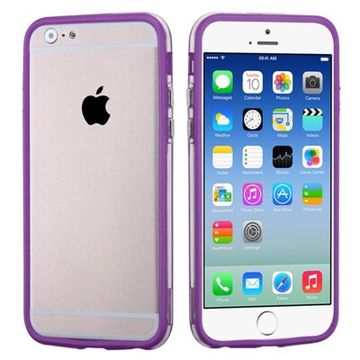 Insten® MyBumper Phone Protector Cover F/4.7 iPhone 6; Purple/Transparent Clear