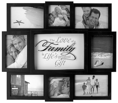 Malden 8-Opening The Love of a Family Wood Wall Collage Picture Frame, Black, 4" x 6"