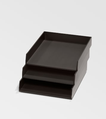 Bindertek Bright Wood Desk Stackable Letter Paper Tray, Black (BTLTRAY-BK)