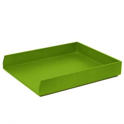 Bindertek Bright Wood Desk Stackable Letter Paper Tray, Green (BTLTRAY-GR)