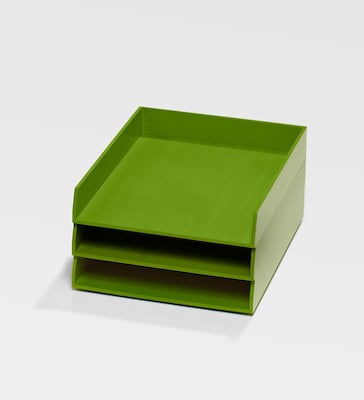 Bindertek Bright Wood Desk Stackable Letter Paper Tray, Green (BTLTRAY-GR)
