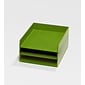 Bindertek Bright Wood Desk Stackable Paper Letter 3 Tray Set, Green (BTSET1-GR)
