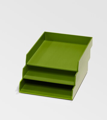 Bindertek Bright Wood Desk Stackable Letter Paper Tray, Green (BTLTRAY-GR)