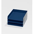 Bindertek Bright Wood Desk Stackable Letter Paper 3 Tray Set, Navy (BTSET1-NV)