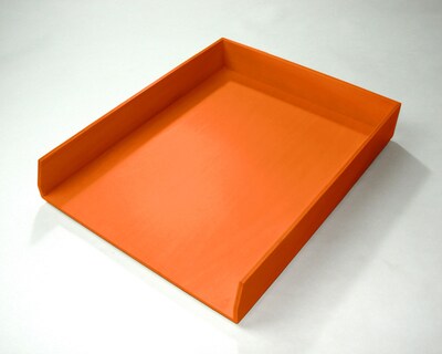 Bindertek Bright Wood Desk, Stackable Letter Paper Tray, Orange (BTLTRAY-OR)