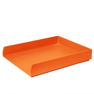 Bindertek Bright Wood Desk, Stackable Letter Paper Tray, Orange (BTLTRAY-OR)