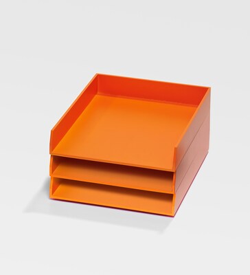 Bindertek Bright Wood Desk, Stackable Letter Paper Tray, Orange (BTLTRAY-OR)