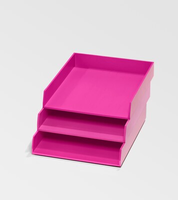Bindertek Bright Wood Desk Stackable Letter Paper Tray; Pink (BTLTRAY-PK)