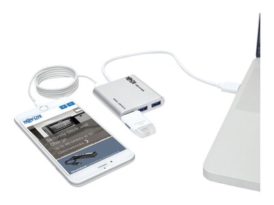 Tripp Lite 4 Port USB 3.0 Portable SuperSpeed Mini Hub; Silver (U360-004-AL)