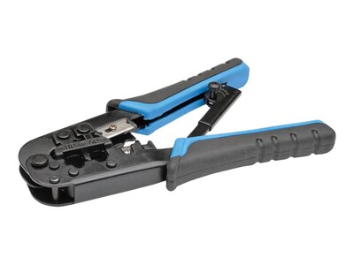 Tripp Lite RJ11/RJ12/RJ45 Crimping Tool with Cable Stripper; Black/Blue (T100-001)