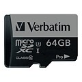 Verbatim® 64GB Pro 600X microSDXC Memory Card with Adapter