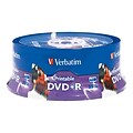 Verbatim Inkjet/Hub Printable Recordable Disc; 4.7GB, AZO DVD+R, 25 Pack Spindle