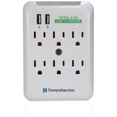 Comprehensive® CPWR-SP6-USB2 6 Outlet 540 Joules Surge Suppressor