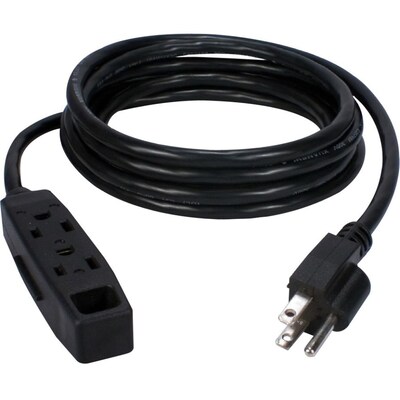 QVS® 25' 3 Outlet Power Extension Cord; Black, 5/Pack (PC3PX-25-5PK)